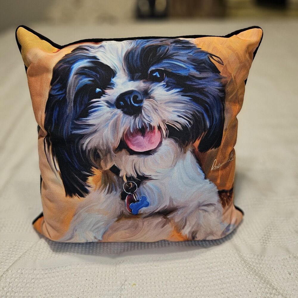 Robert McClintock Shih Tzu Baby Throw Pillow Dog Lover Gift 18" Vibrant Color